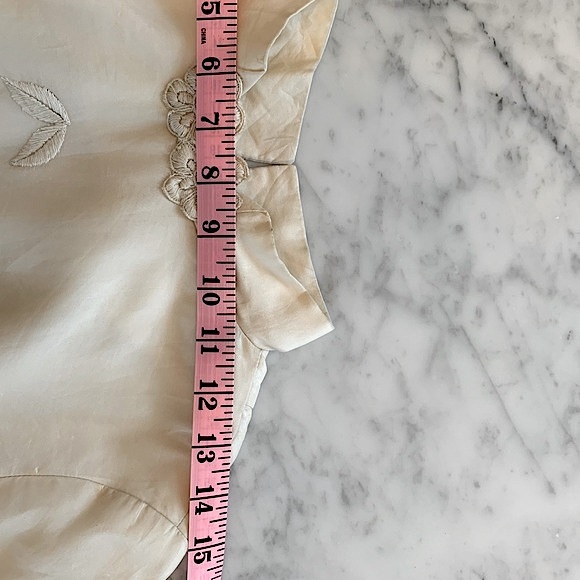 Vintage cream|taupe tonal embroidered mini dress with slight A-line size S/M - Picture 9 of 12